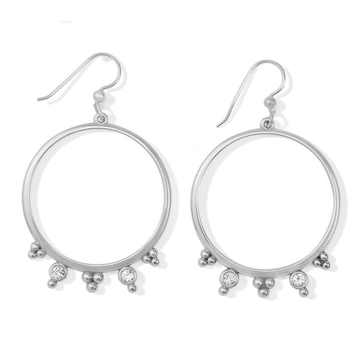 TWINKLE GRANULATION ROUND FRENCH WIRE EARRINGS - SILVER