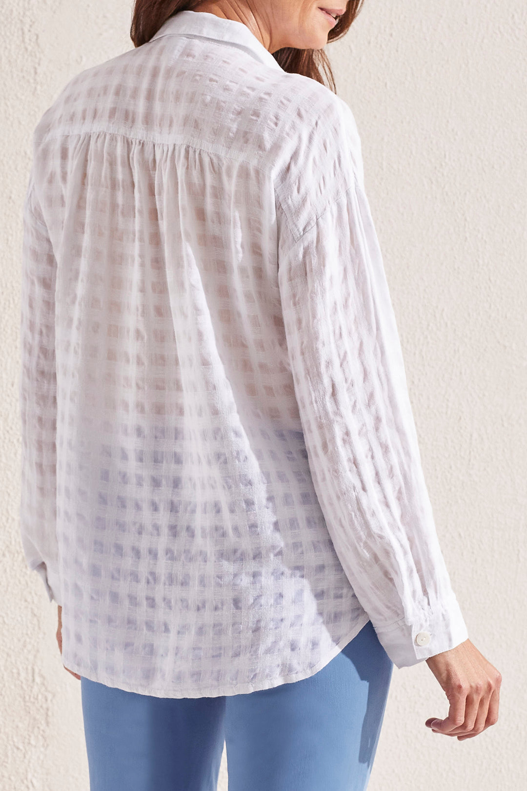 LONG SLEEVE BUTTON FRONT BLOUSE - WHITE