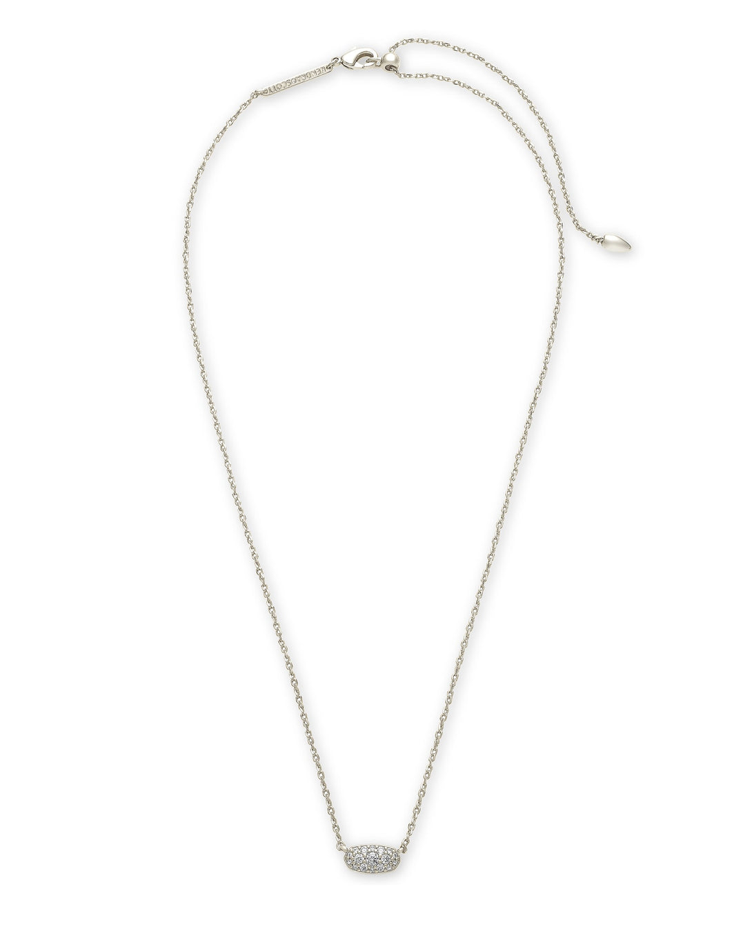 KENDRA SCOTT GRAYSON CRYSTAL PENDANT NECKLACE - RHODIUM METAL WHITE CZ