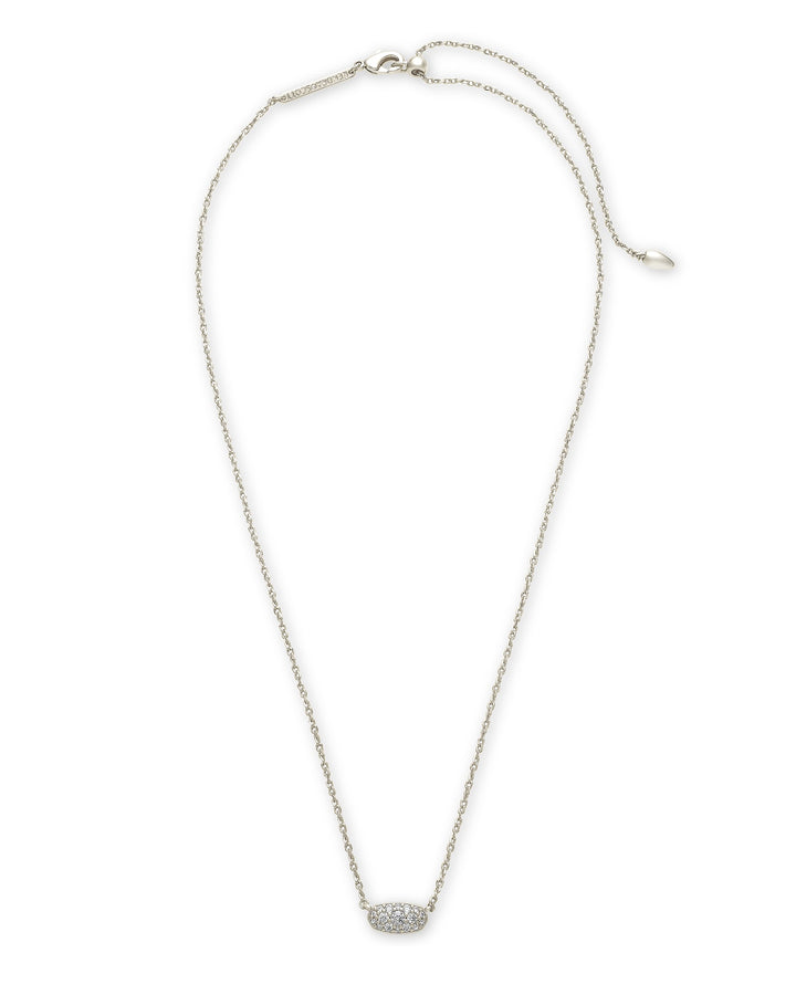 KENDRA SCOTT GRAYSON CRYSTAL PENDANT NECKLACE - RHODIUM METAL WHITE CZ