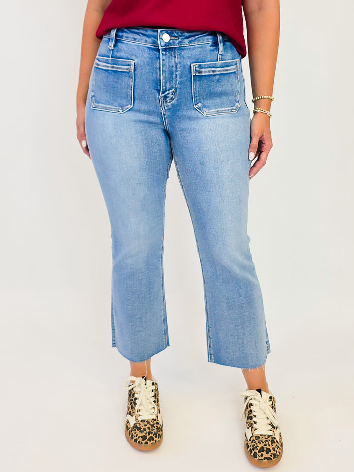 LOVERVET HIGH RISE CROP FLARE JEANS - LEILANI - 26" INSEAM