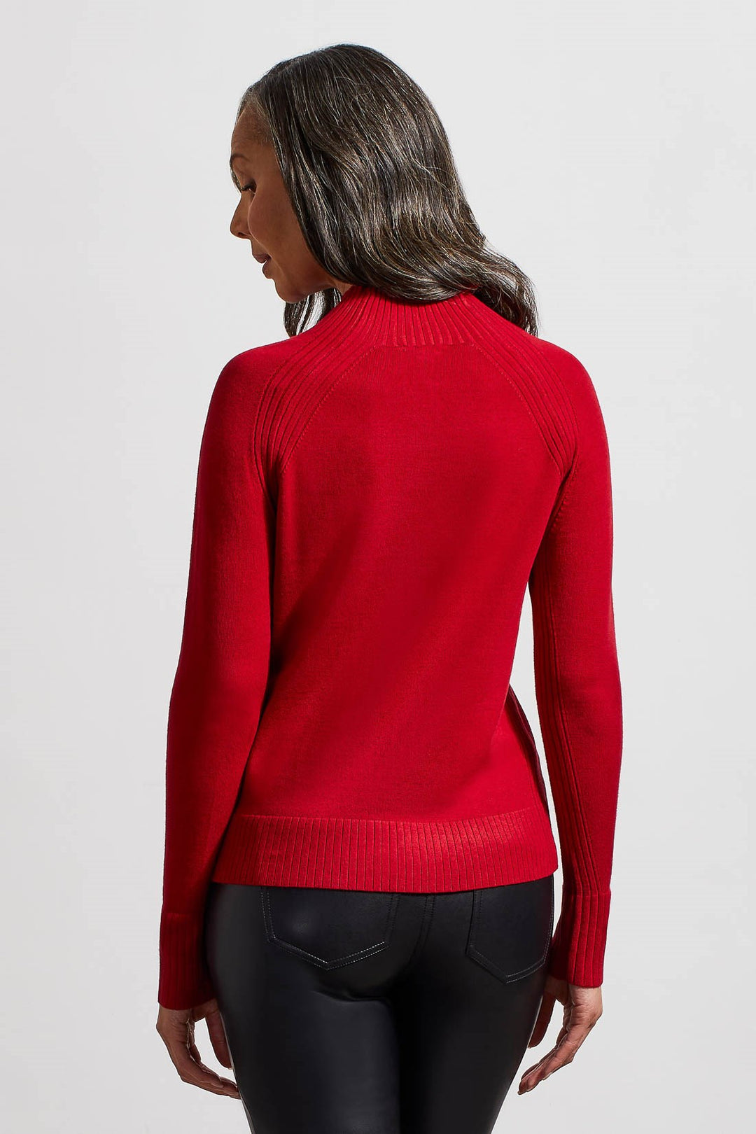 LONG SLEEVE FUNNEL NECK SWEATER - EARTH RED
