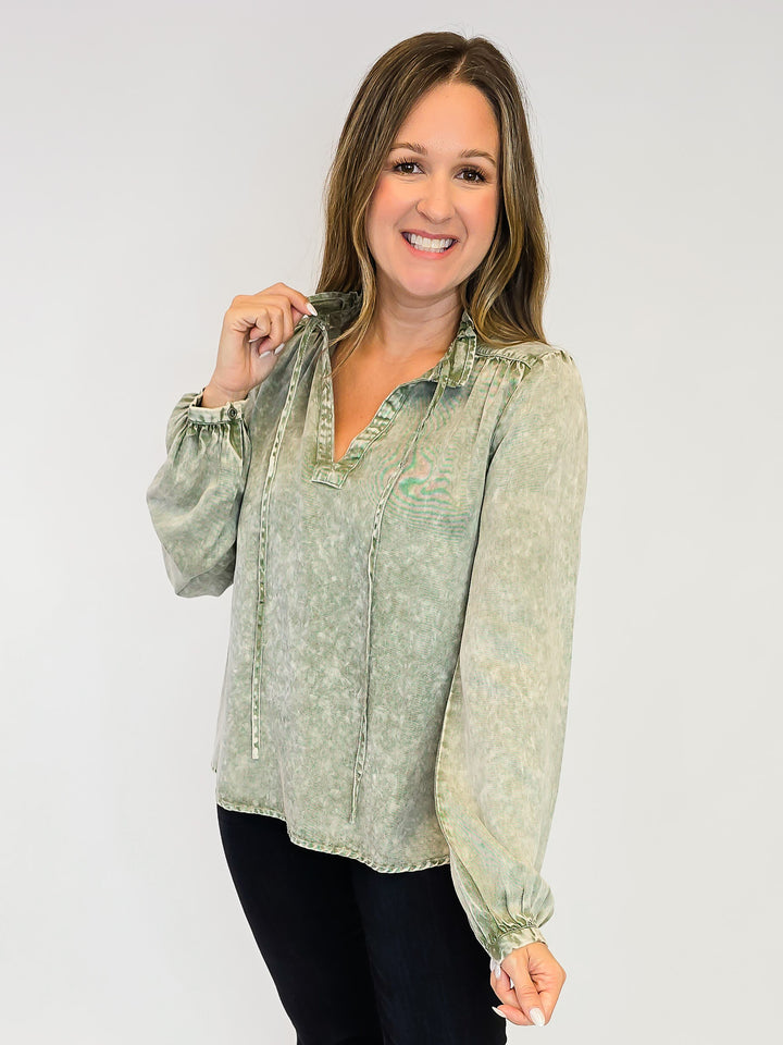 TENCEL BLOUSE - VINTAGE GREEN