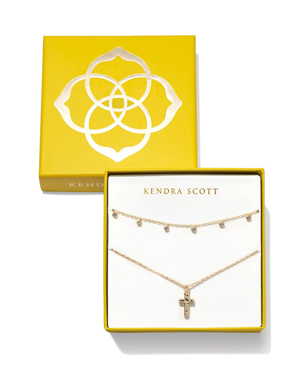 KENDRA SCOTT AMELIA CROSS NECKLACE GIFT SET - GOLD WHITE CRYSTAL