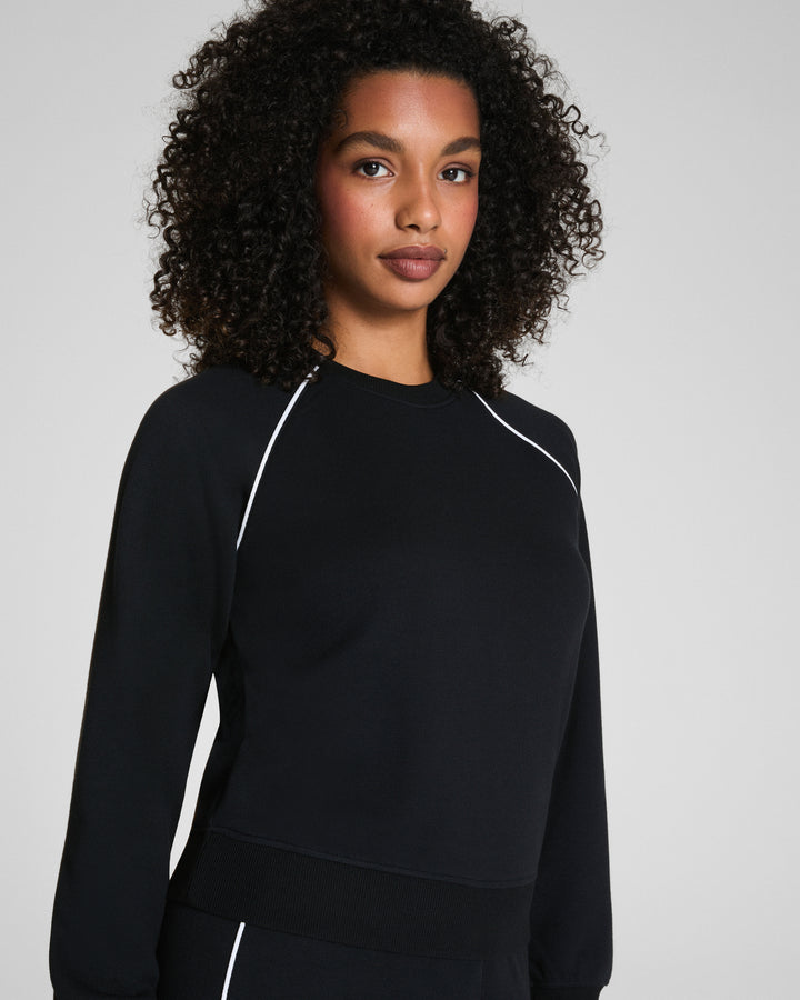 SPANX AIRPIQUE CREWNECK TOP - VERY BLACK