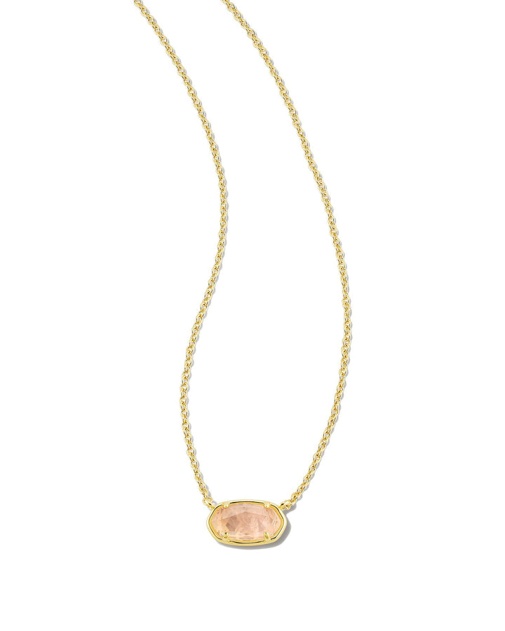 GRAYSON SHORT PENDANT NECKLACE - GOLD/ROSE QUARTZ