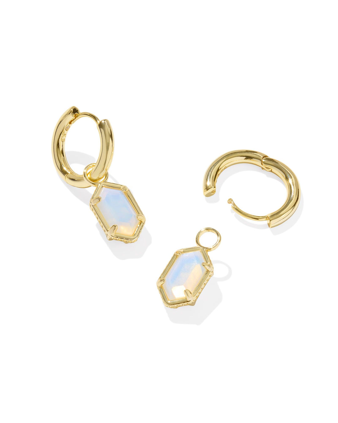 KENDRA SCOTT HALLIE HUGGIE EARRINGS - GOLD OPALITE ILLUSION