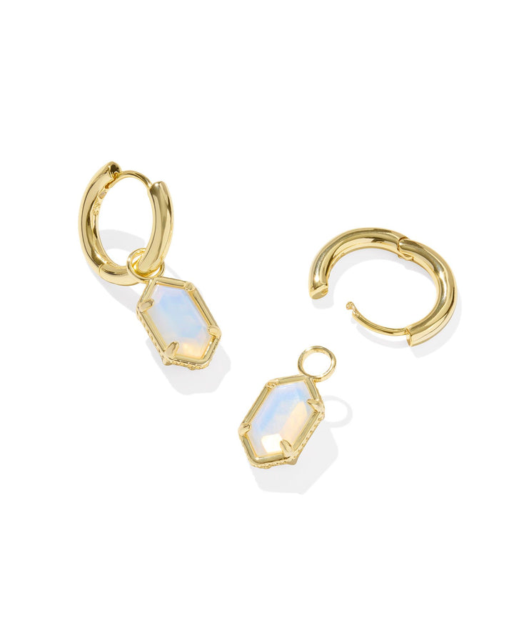 KENDRA SCOTT HALLIE HUGGIE EARRINGS - GOLD OPALITE ILLUSION
