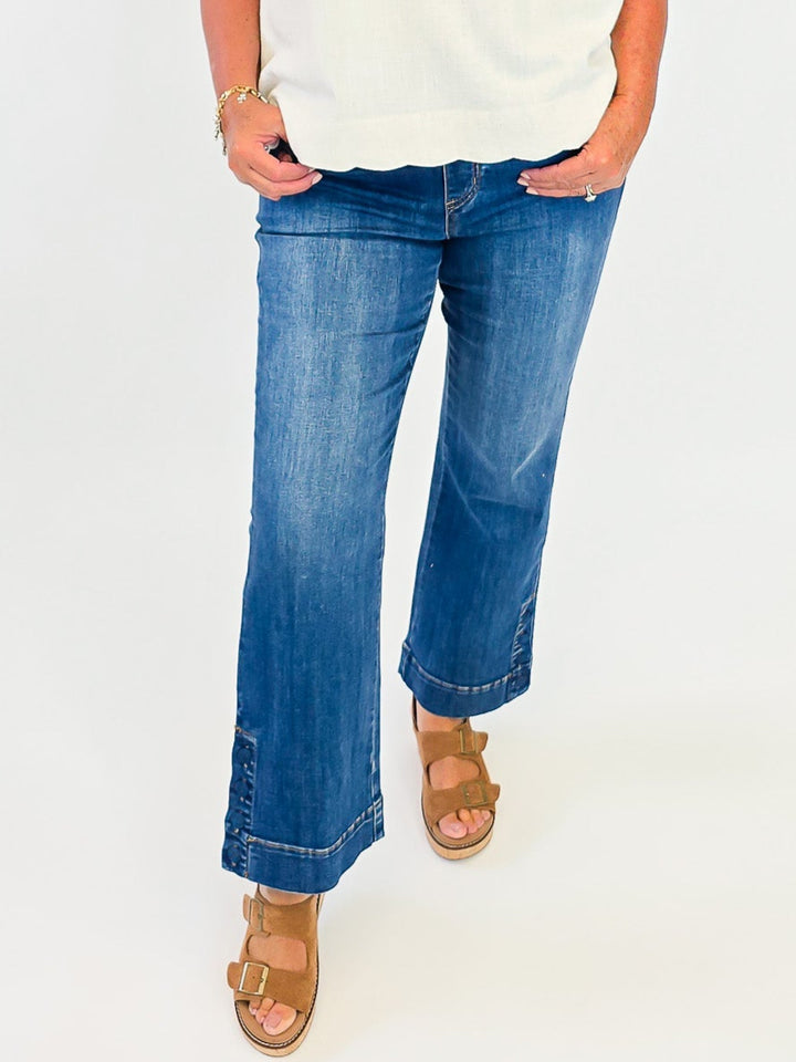 FDJ PULL ON ANKLE BOOT JEANS - DARK