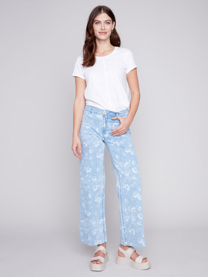 PRINTED STRAIGHT WIDE LEGS PANT - DAISY