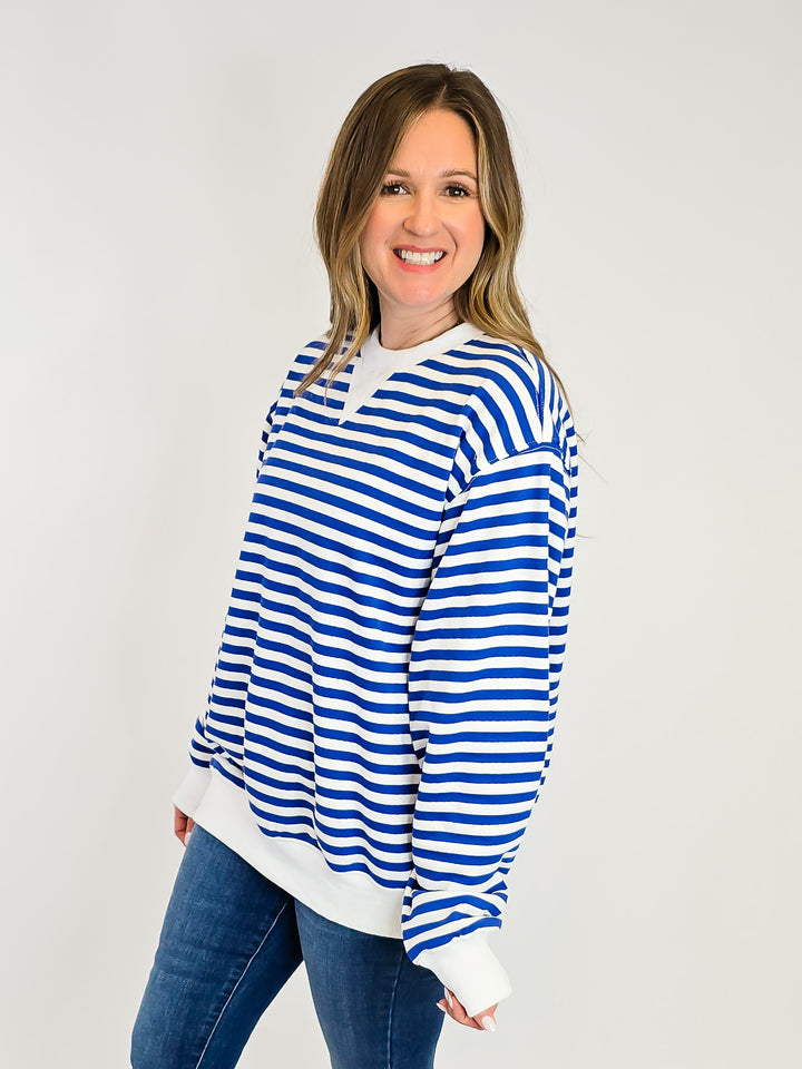 CLASSIC STRIPED PULLOVER - BLUE COMBO