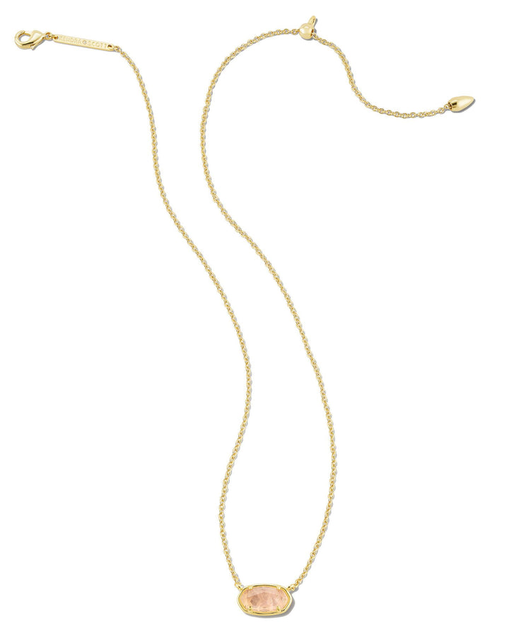 KENDRA SCOTT GRAYSON SHORT PENDANT NECKLACE - GOLD/ROSE QUARTZ