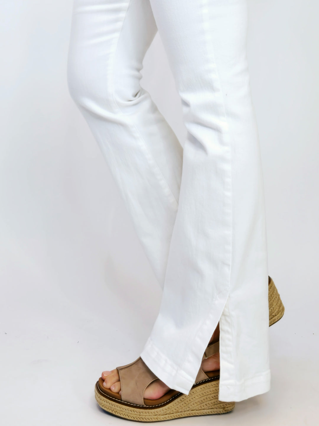 JUDY BLUE HIGH WAIST SIDE SLIT SLIM BOOT - WHITE - 32" INSEAM