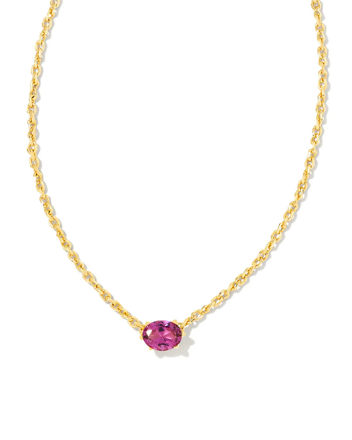 CAILIN CRYSTAL PENDANT NECKLACE - GOLD PURPLE CRYSTAL