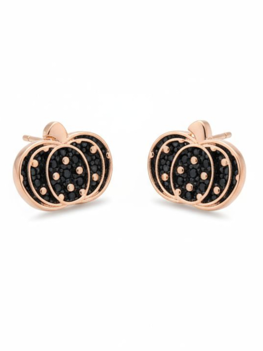 0.25" CUTE PUMPKIN STUD EARRINGS, BLACK