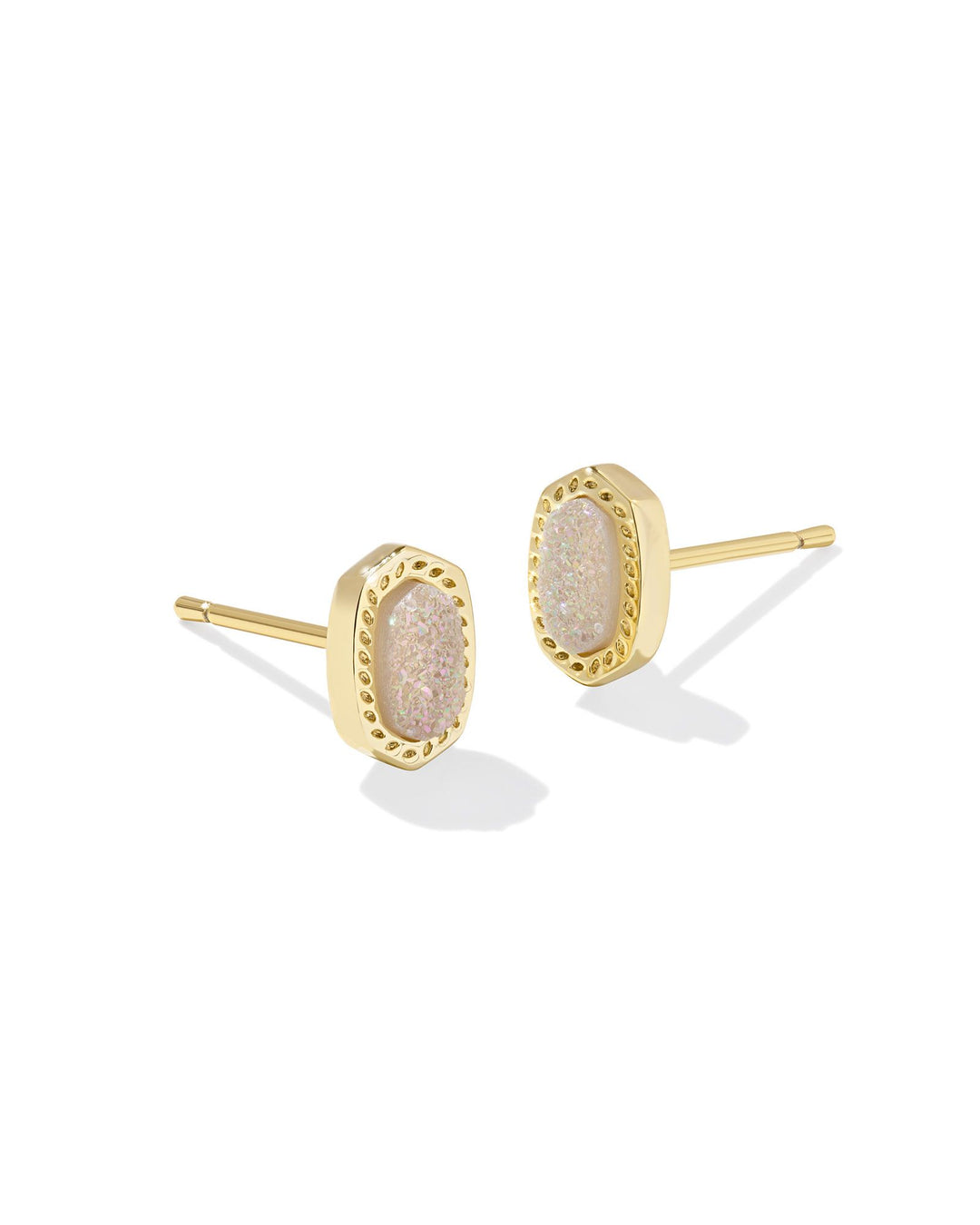 KENDRA SCOTT MINI ELLIE STUD EARRINGS - GOLD IRIDESCENT DRUSY