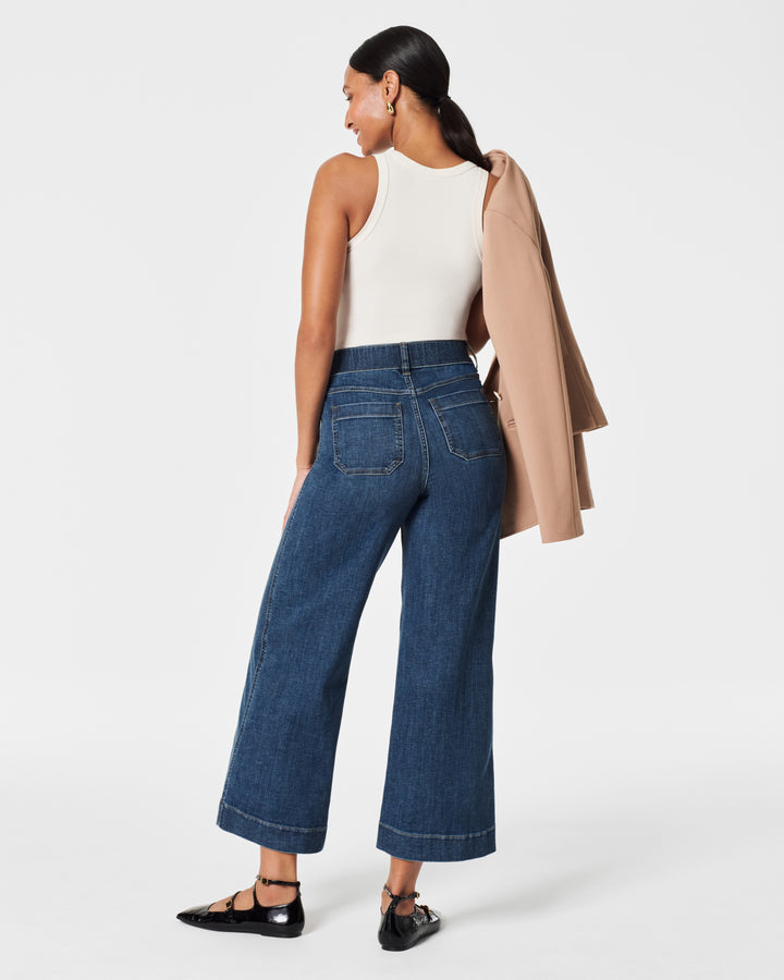 SPANX CROPPED WIDE LEG JEANS - SHADED BLUE