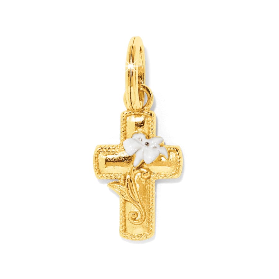 EASTER LILY GOLD CROSS CHARM