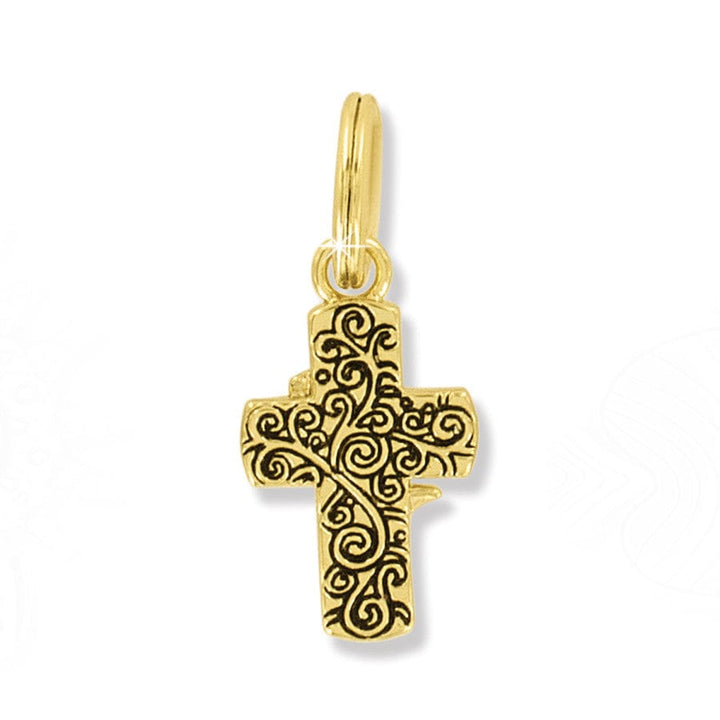 EASTER LILY GOLD CROSS CHARM