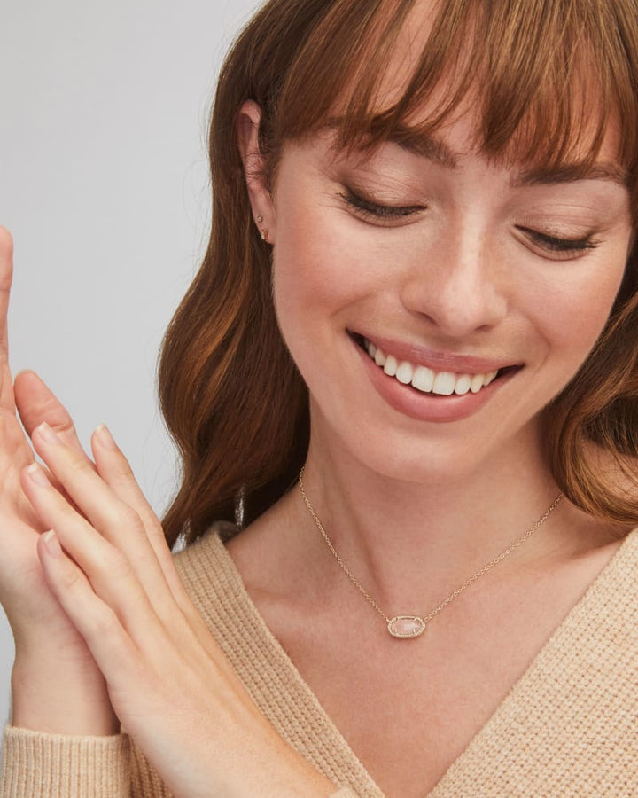KENDRA SCOTT ELISA NECKLACE - GOLD/ROSE QUARTZ