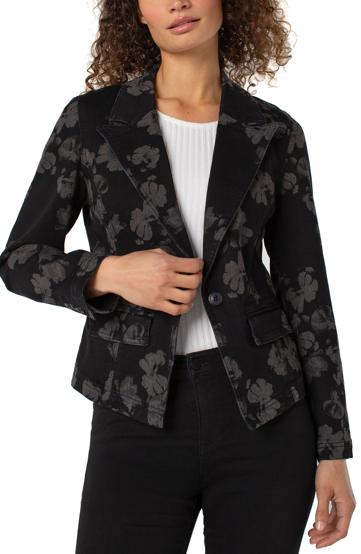NOTCH COLLAR ONE BUTTON BLAZER - ALL OVER FLORAL