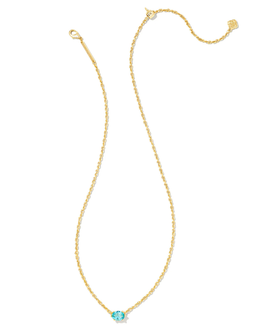 CAILIN CRYSTAL PENDANT NECKLACE - GOLD AQUA CRYSTAL