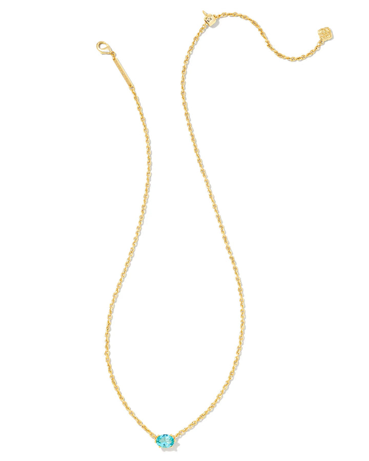 KENDRA SCOTT CAILIN CRYSTAL PENDANT NECKLACE - GOLD AQUA CRYSTAL