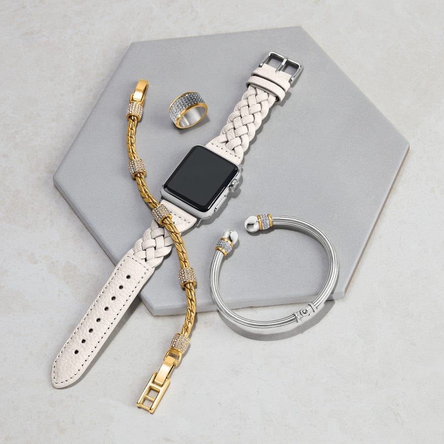 SUTTON BRAIDED LEATHER APPLE WATCH BAND - SHOE WHITE