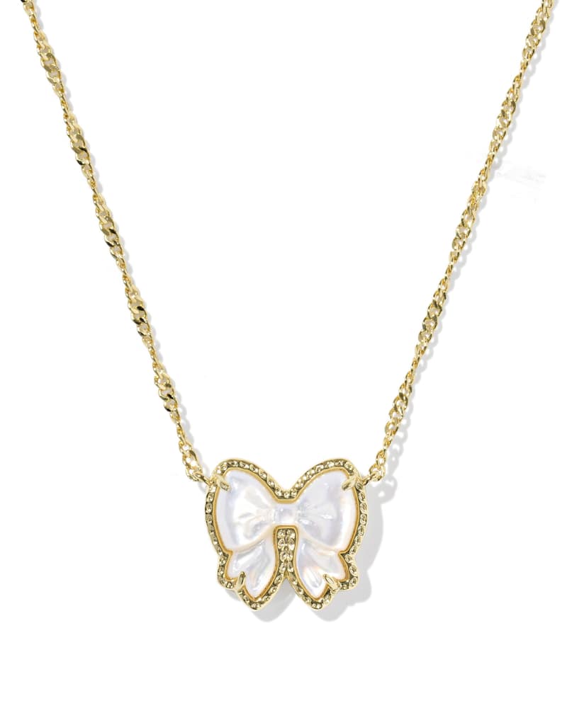 KENDRA SCOTT HALEY BOW SHORT PENDANT NECKLACE - GOLD IVORY MOP