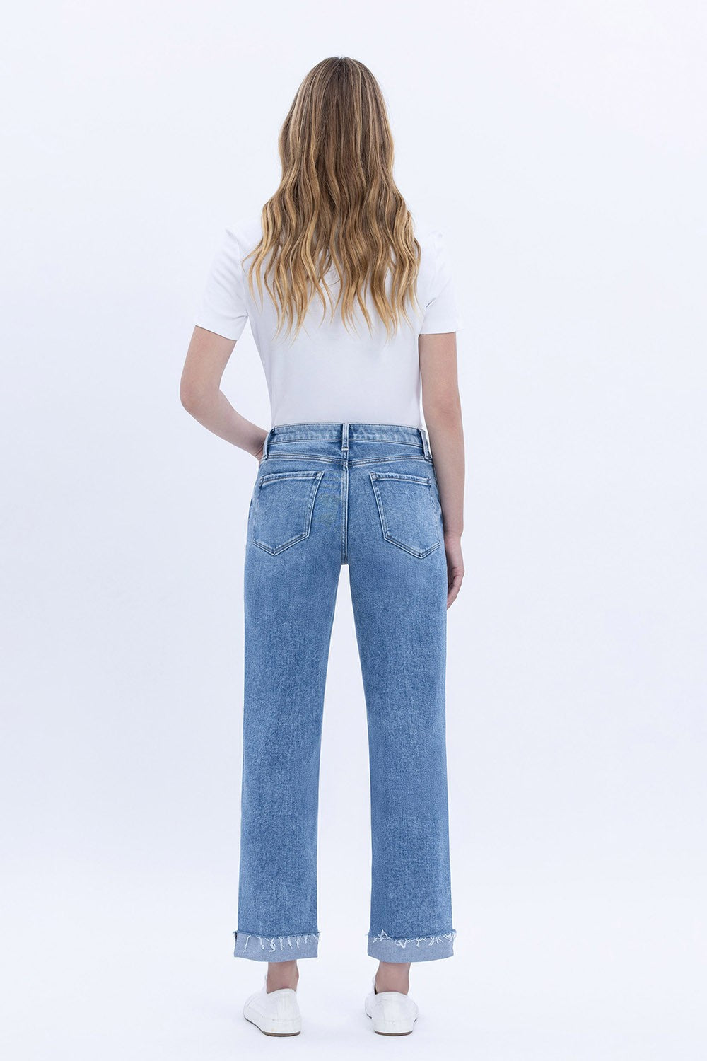 FLYING MONKEY HR SINGLE CUFF CROP STRAIGHT JEANS - DELECTABLE - 26"/28"