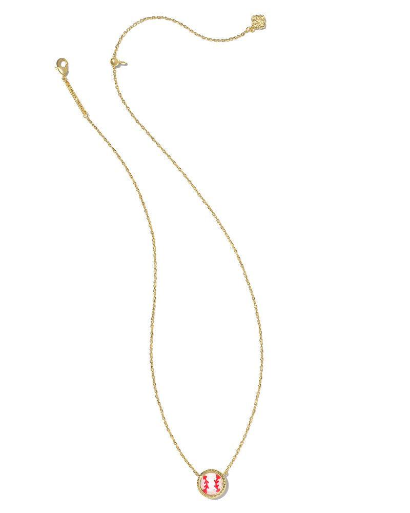 KENDRA SCOTT BASEBALL SHORT PENDANT NECKLACE - GOLD IVORY MOP