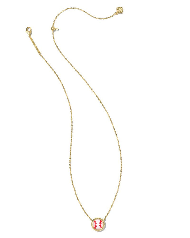 KENDRA SCOTT BASEBALL SHORT PENDANT NECKLACE - GOLD IVORY MOP