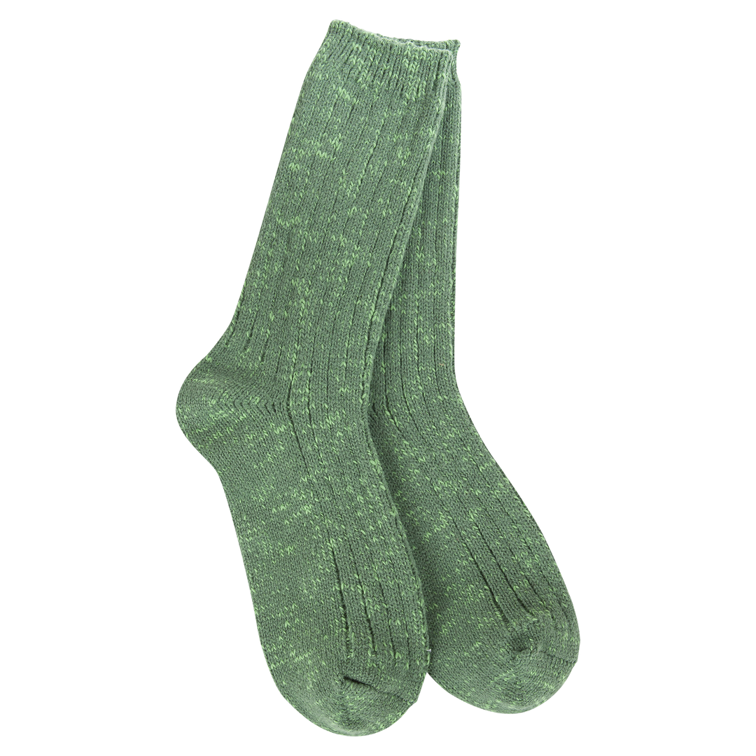 WORLD'S SOFTEST COTTON SLUB MARLED CREW SOCKS - IVY