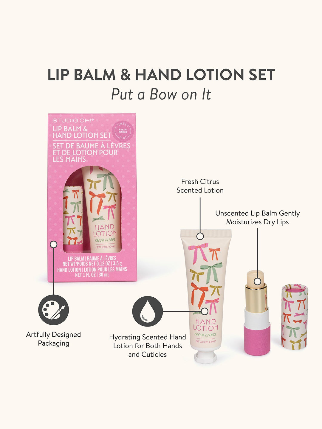 LIP BALM & HAND LOTION SET - PUT A BOW ON IT
