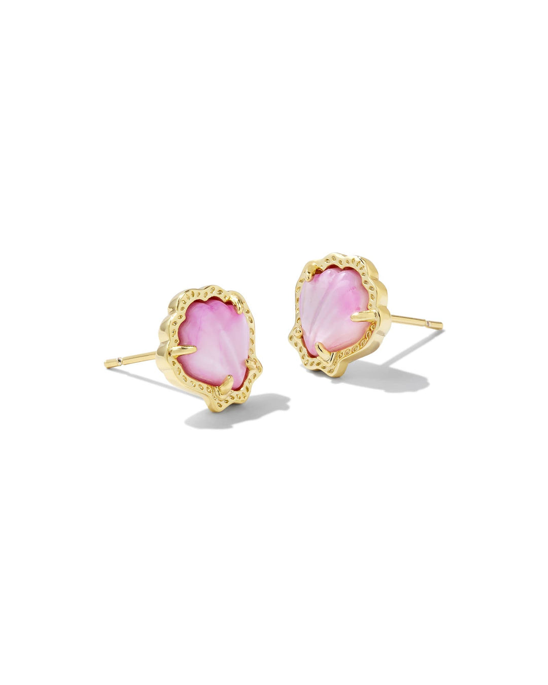 KENDRA SCOTT BRYNNE SHELL STUD EARRINGS - GOLD BLUSH IVORY MOP