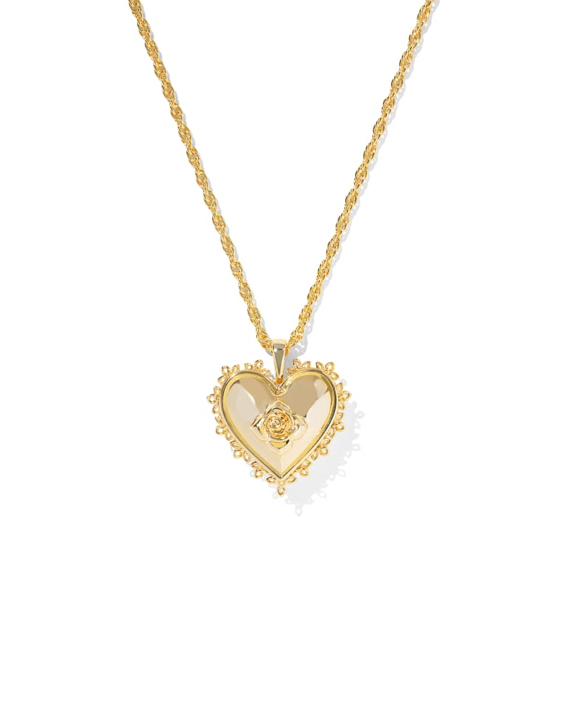 KENDRA SCOTT MALLORY ROSE LOCKET SHORT PENDANT NECKLACE GOLD - Main Image