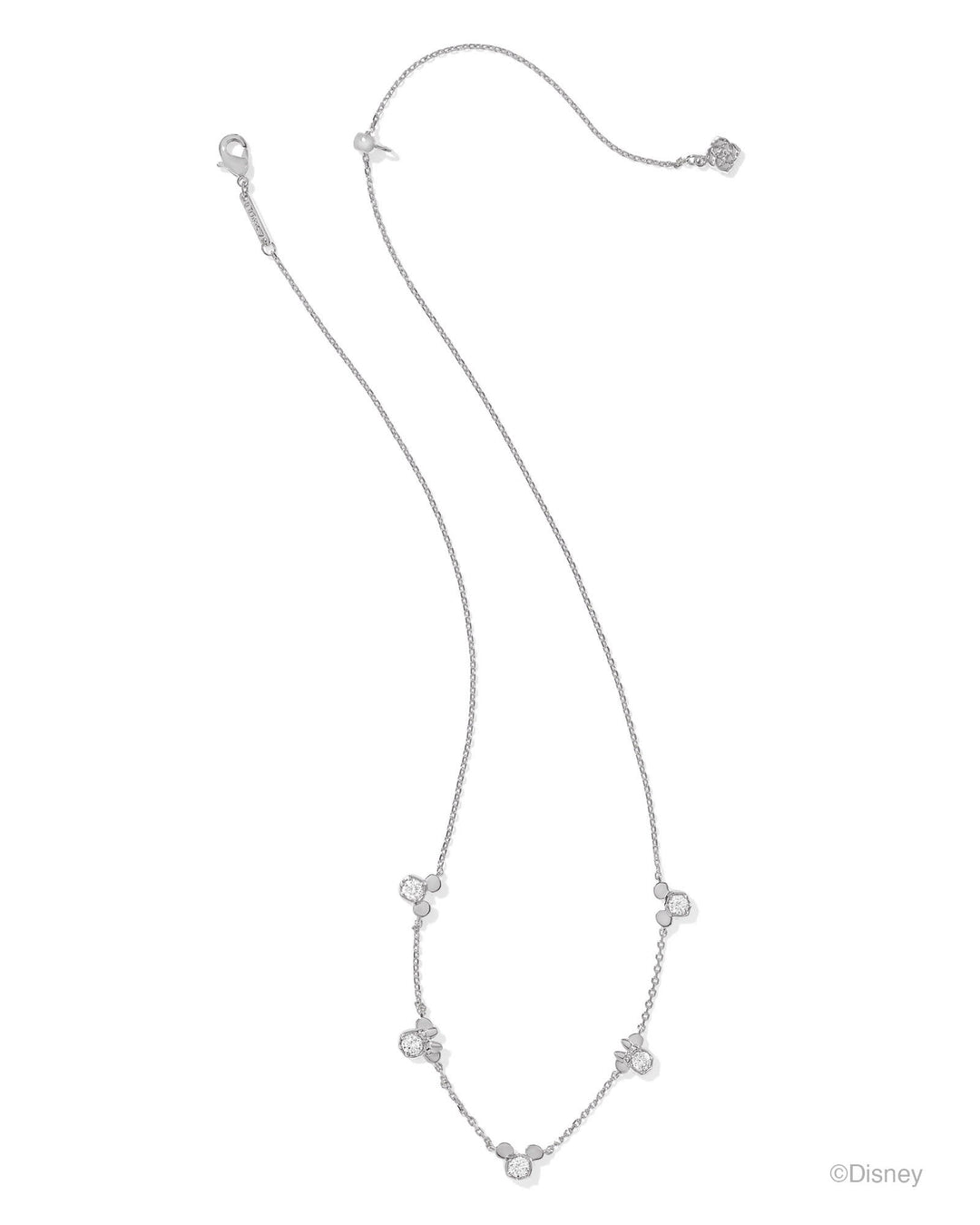 MICKEY MINNE MOUSE STRAND NECKLACE - SILVER WHITE CRYSTAL