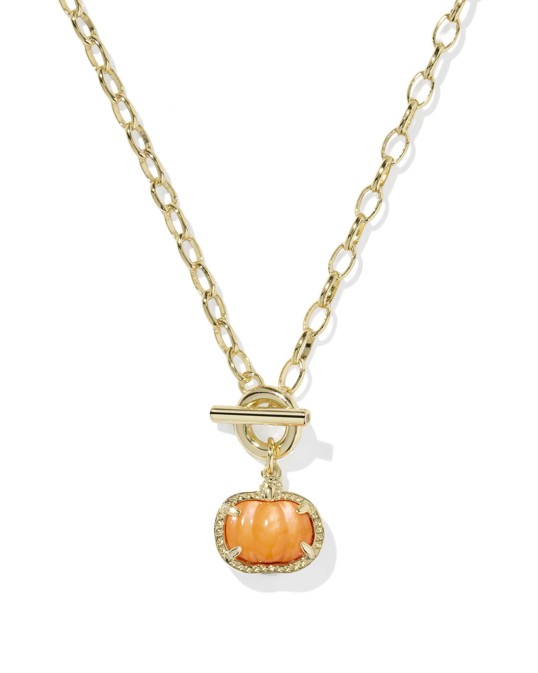 KENDRA SCOTT PUMPKIN LINK AND CHAIN NECKLACE - GOLD ORANGE MOP