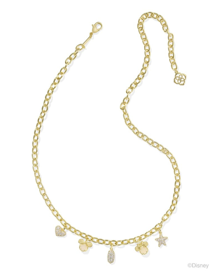 MICKEY MOUSE CHARM NECKLACE - GOLD IRIDESCENT WHITE MIX