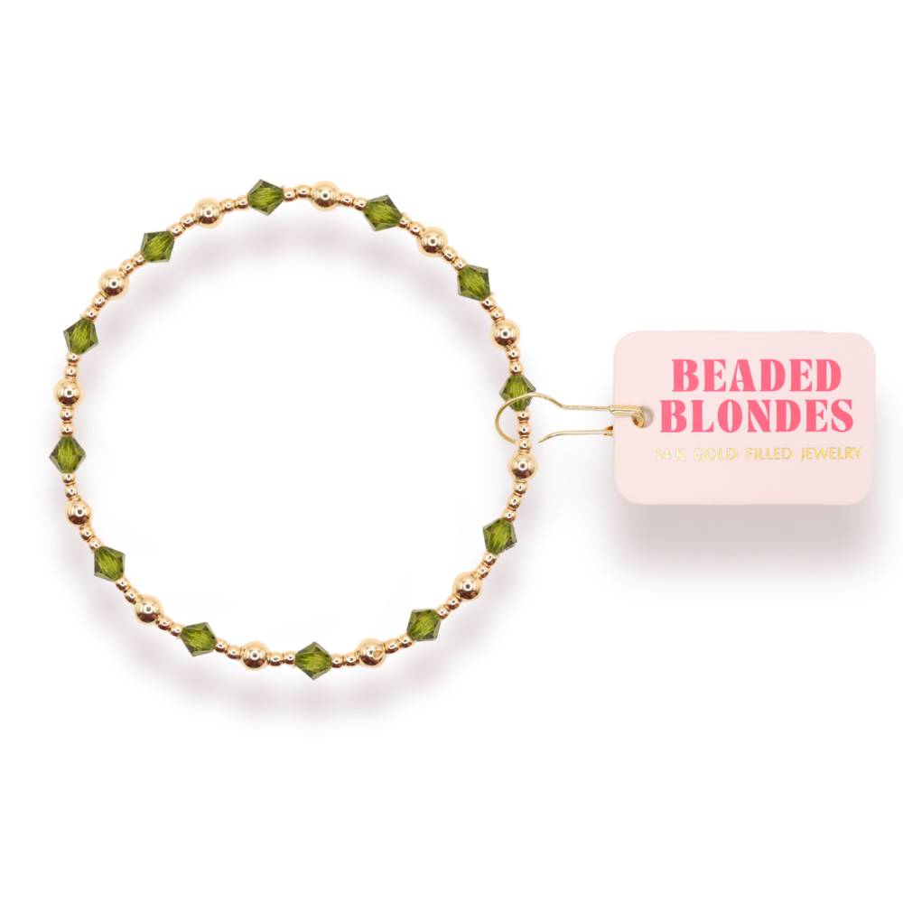 6.75" JUNE GOLD BRACELET, OLIVE GREEN