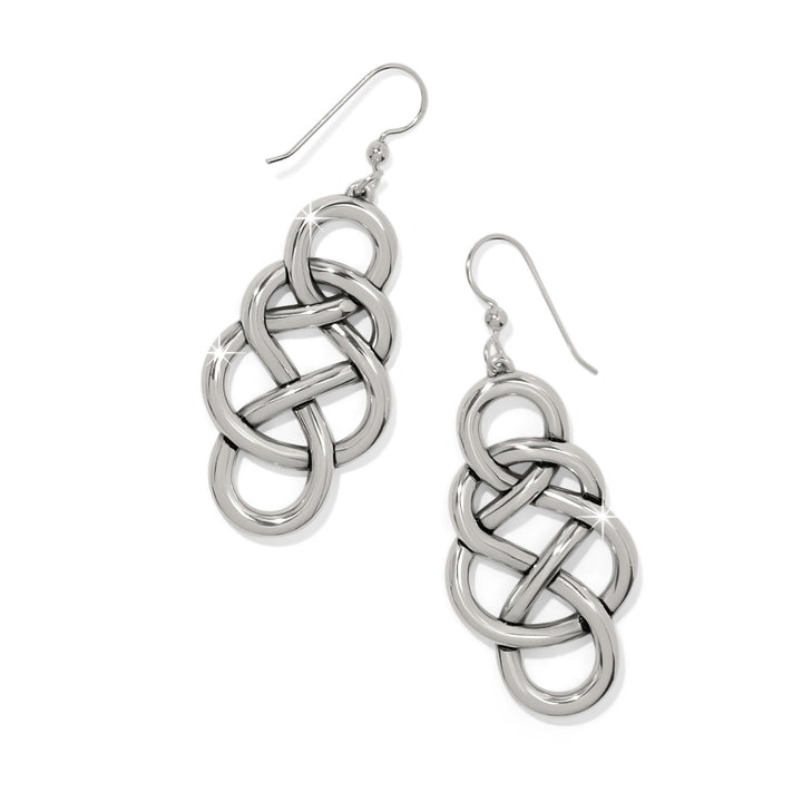 Interlok Braid Drop French Wire Earrings - Silver
