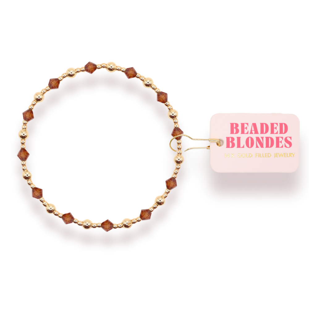 6.75" JUNE GOLD BRACELET, BURNT ORANGE