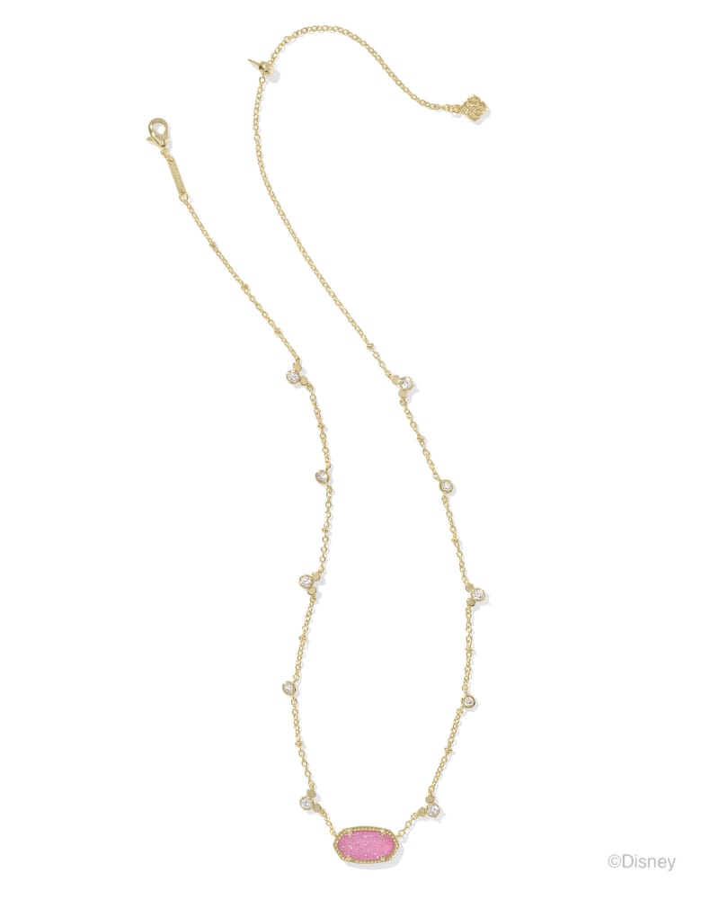 MICKEY MOUSE ELISA NECKLACE - GOLD HOT PINK DRUSY