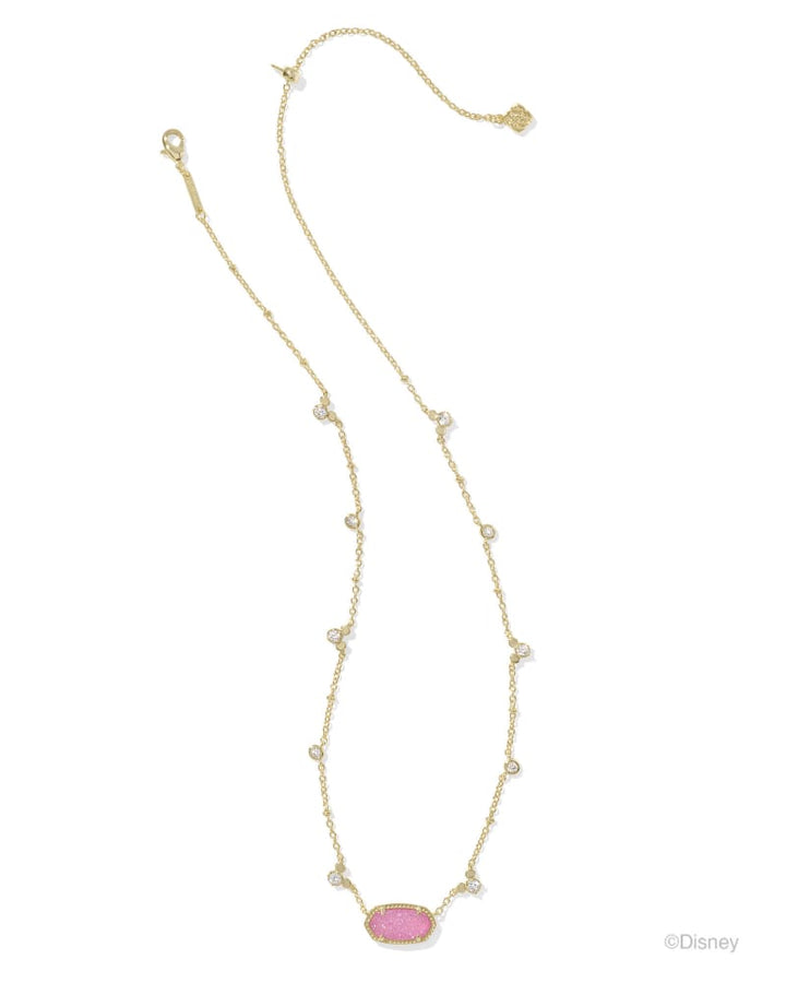 MICKEY MOUSE ELISA NECKLACE - GOLD HOT PINK DRUSY