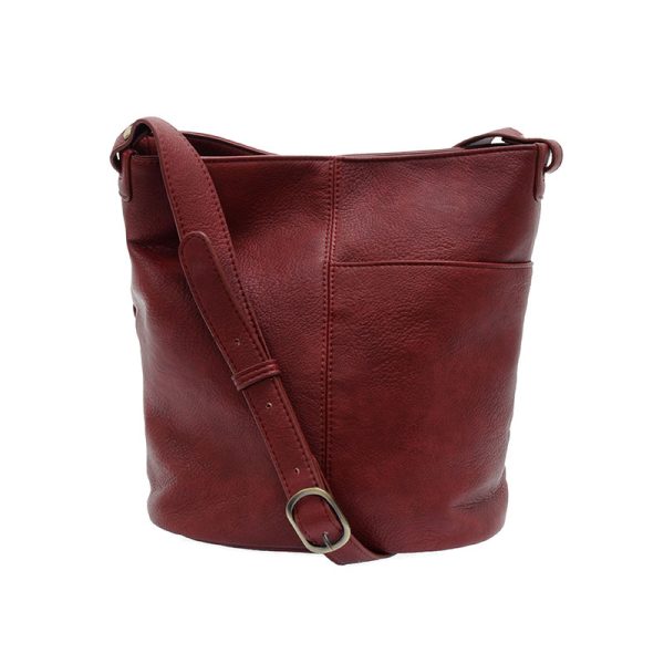 BINDI FRONT SLIP POCKET BUCKET CROSSBODY BAG - RUBY