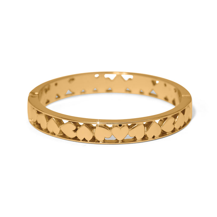Mystery Of Love Heart Hinged Bangle - Gold