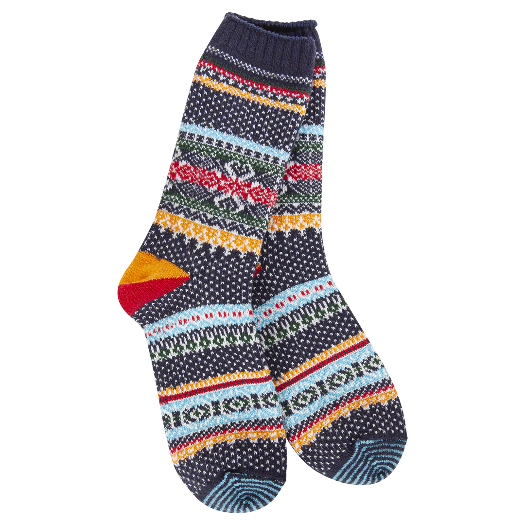 WORLD'S SOFTEST SEASONAL CREW SOCKS - NAVY MULTI