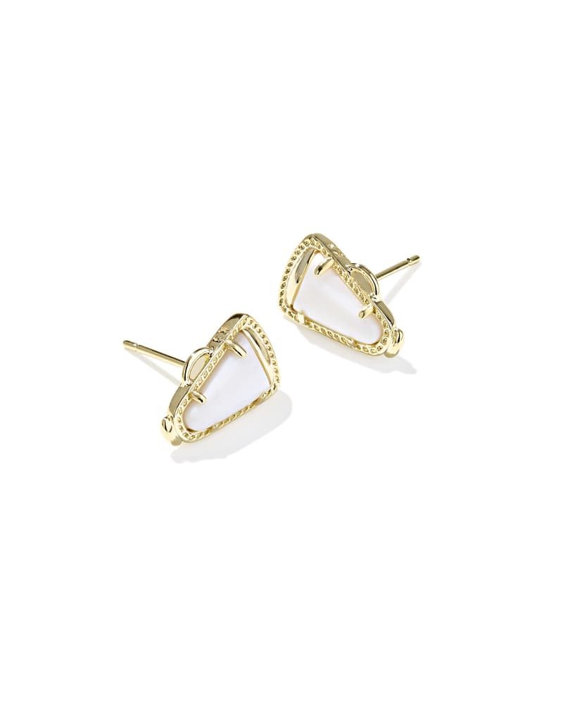 KENDRA SCOTT CHEER STUD EARRINGS - GOLD WHITE MOP