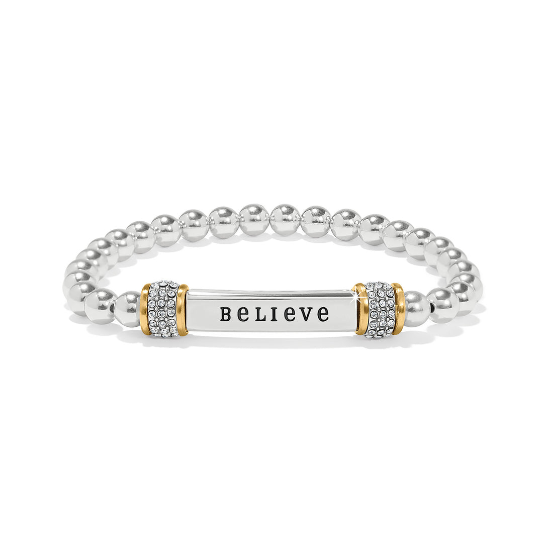 Meridian Believe Two Tone Stretch Bracelet - Silver-Gold
