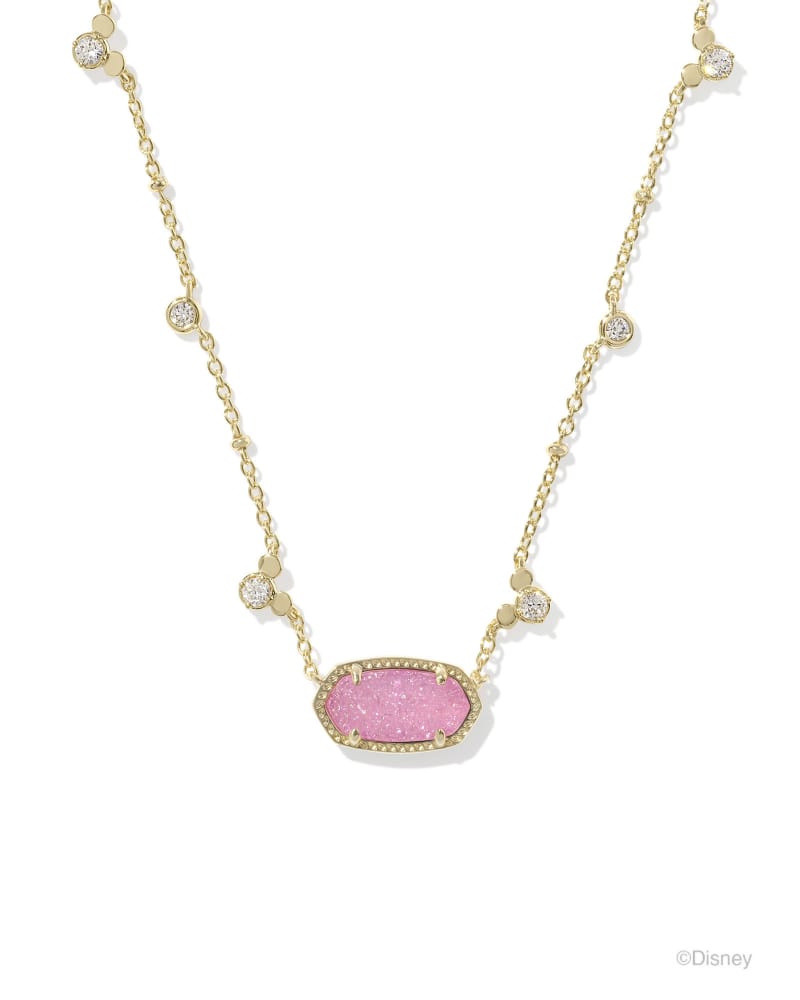 MICKEY MOUSE ELISA NECKLACE - GOLD HOT PINK DRUSY